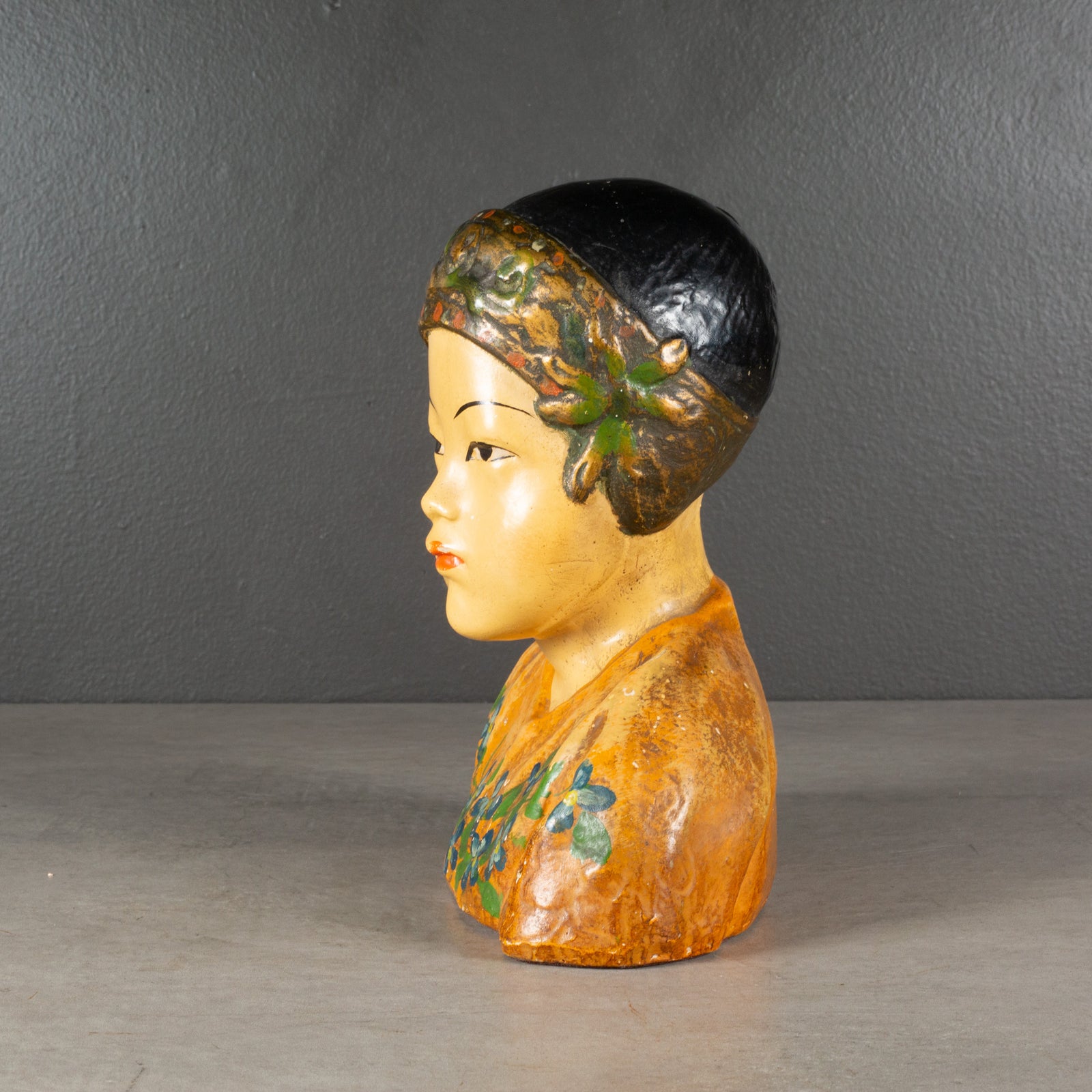 Vintage Chalkware Asian on sale Girl Bust 35 Chinoiserie Figure, Antique Sculpture