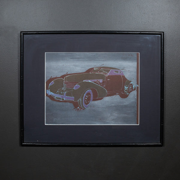 Set of Framed Vintage Lithograph Car Series, circa 1940