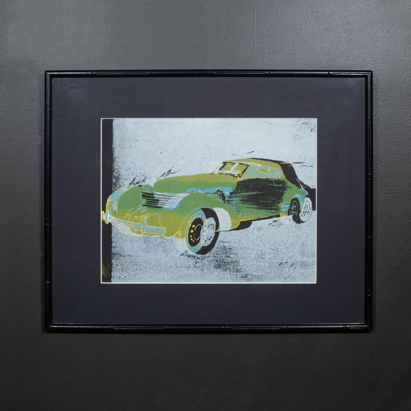 Set of Framed Vintage Lithograph Car Series, circa 1940