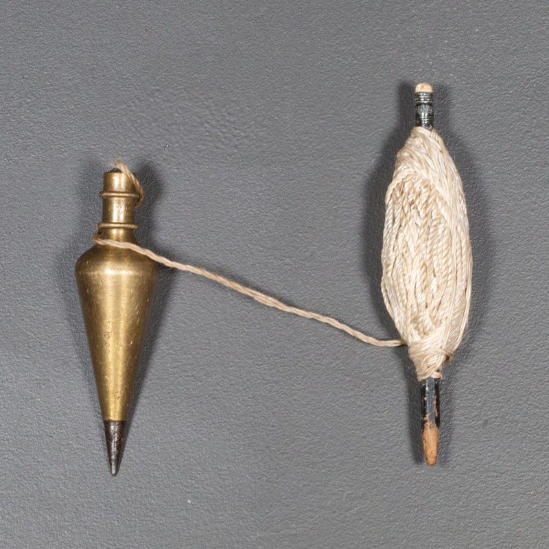 Solid Brass Plumb Bob with Twine c.1940