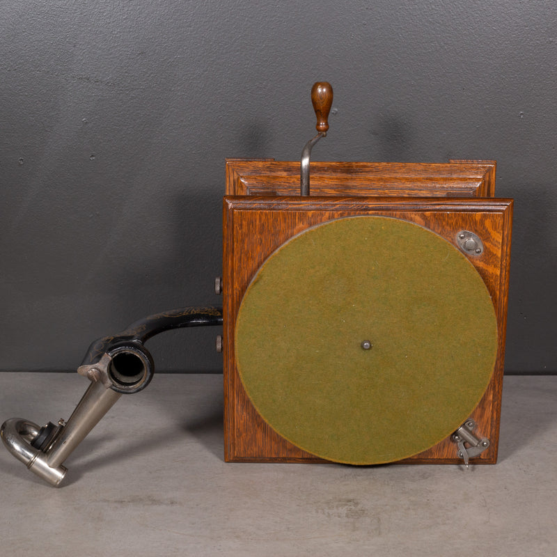 Antique Oak Victor Gramophone Talking Machine c.1910