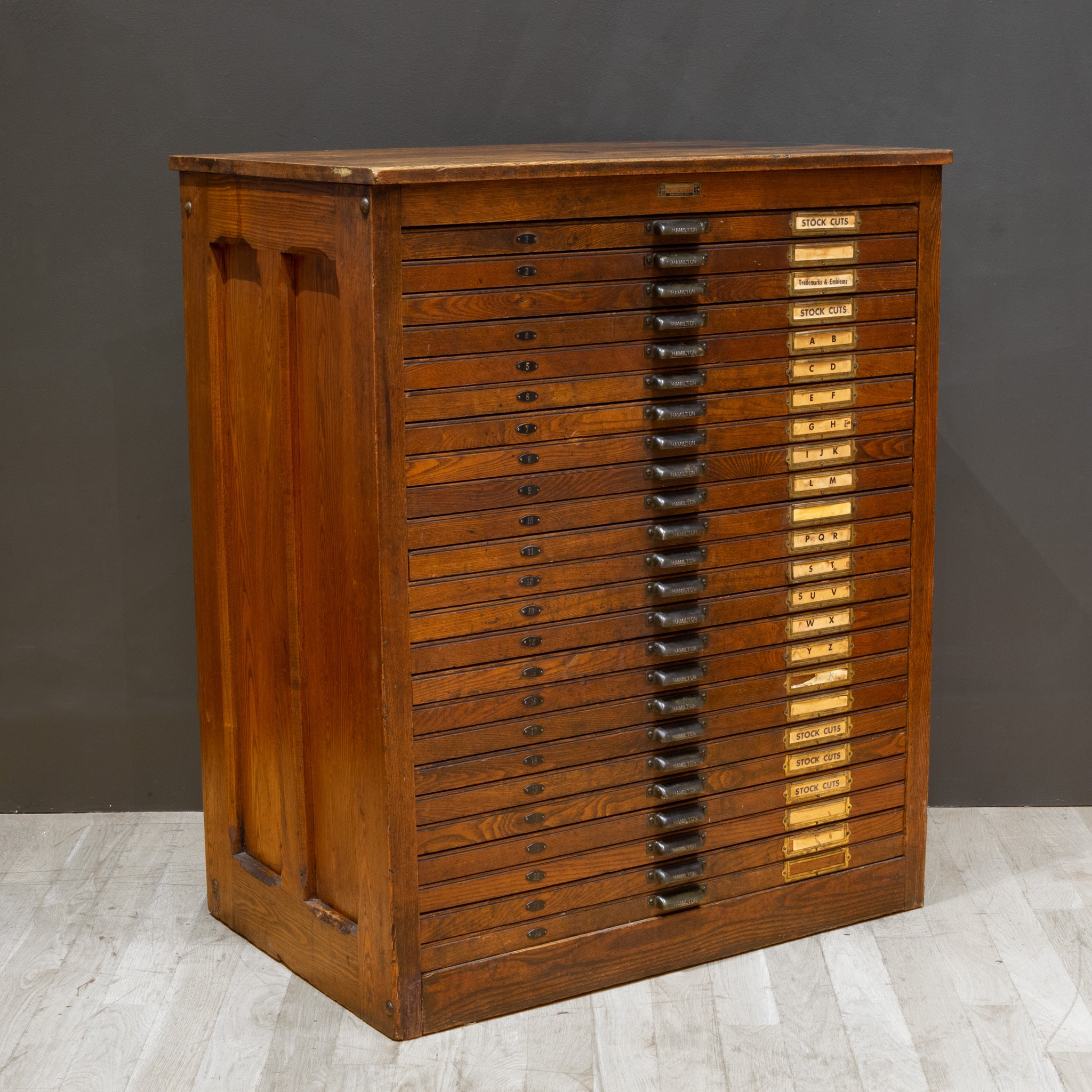 Typesetting Drawer Antique Hamilton Industrial Typesetter's 24 Drawer Cabinet c.1920-1930 ...