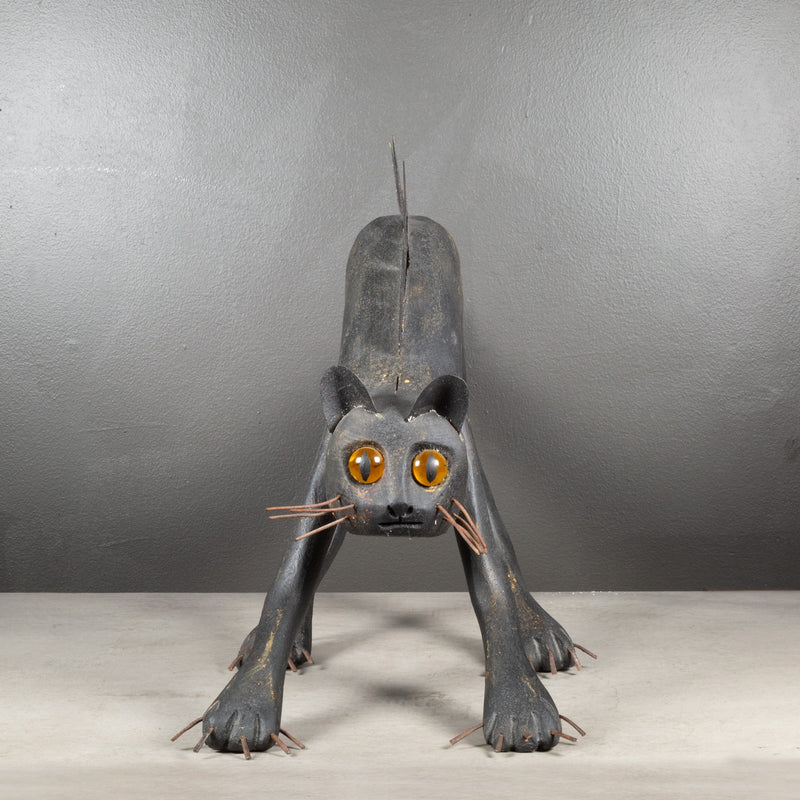 Handmade Folk Art Cat Sculpture c.1940-1960