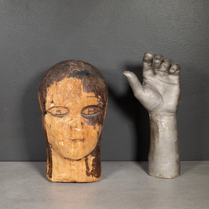 Antique Primitive Cork Mannequin Display Head c.1930