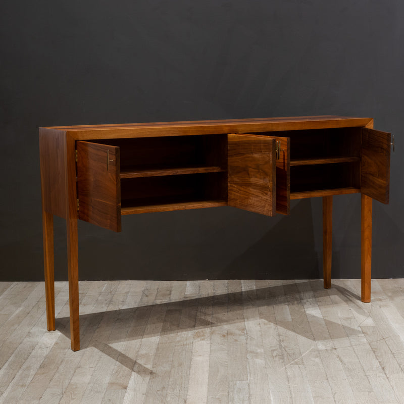 Handmade Solid Walnut and Bronze Hunt Table/Console c.2014