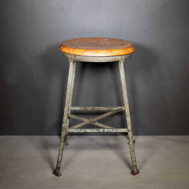 Vintage Industrial Factory Stool c.1940