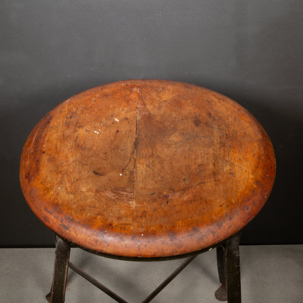 Vintage Industrial Pressed Steel Factory Stool c.1940