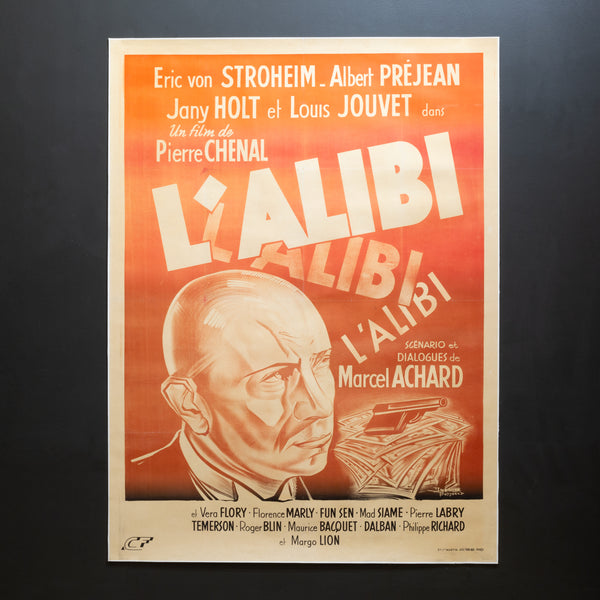 L'ablibi French Movie Poster, Linen Backed, 1937