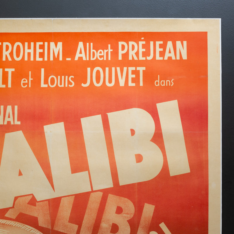L'ablibi French Movie Poster, Linen Backed, 1937