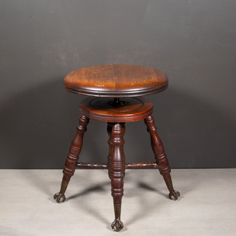 Late 19th c. Mahogany Claw Foot Piano Stool c.1880