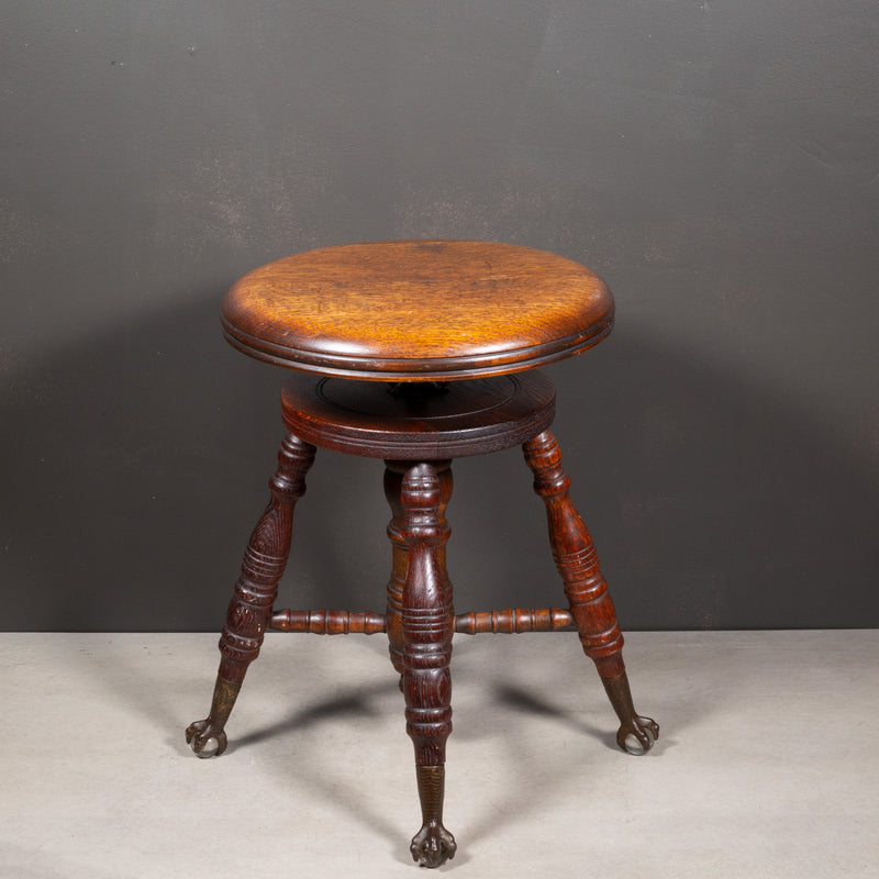 Late 19th c. Mahogany Claw Foot Piano Stool c.1880