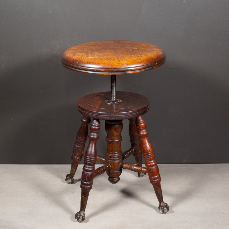 Late 19th c. Mahogany Claw Foot Piano Stool c.1880