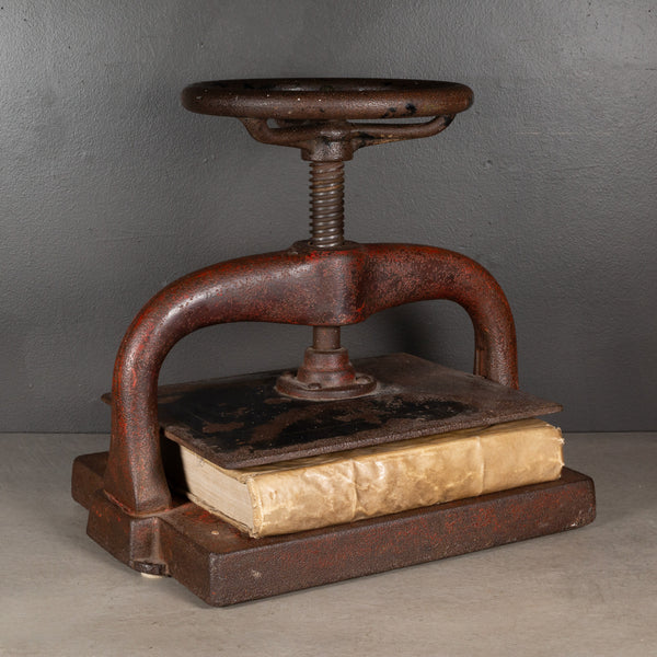 Late 19th c. Cast Iron Wheel Book Press c.1890