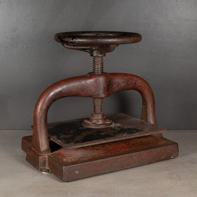 Late 19th c. Cast Iron Wheel Book Press c.1890