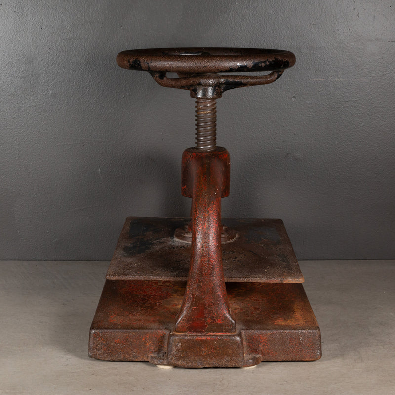 Late 19th c. Cast Iron Wheel Book Press c.1890