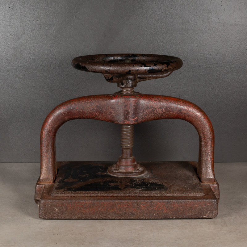 Late 19th c. Cast Iron Wheel Book Press c.1890