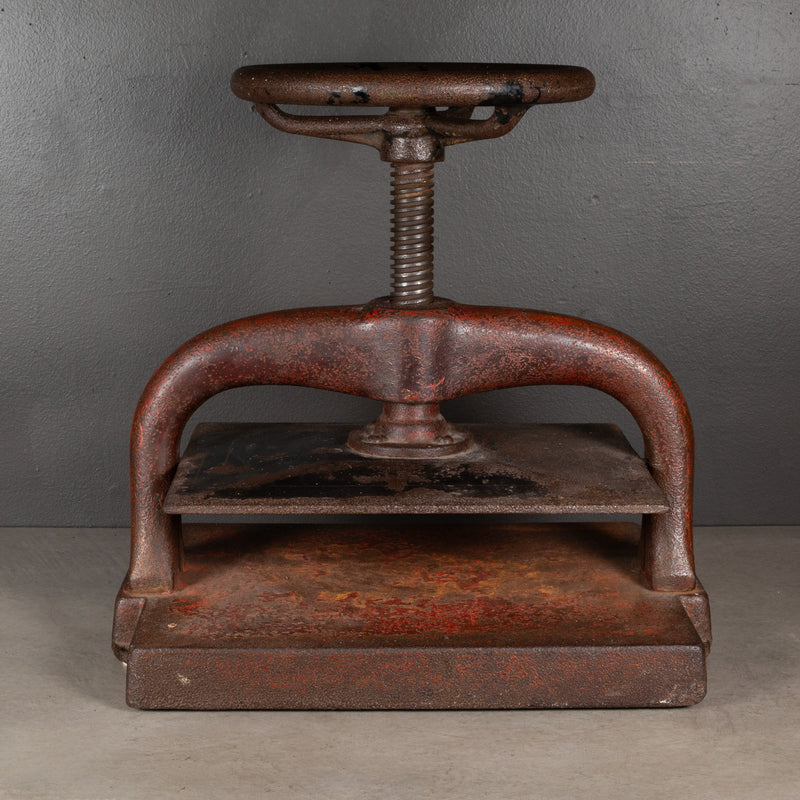 Late 19th c. Cast Iron Wheel Book Press c.1890