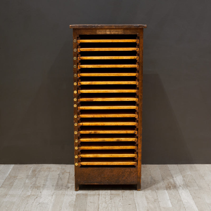 Antique Oak and Chestnut Typesetter's 16 Drawer Letterhead Cabinet c ...
