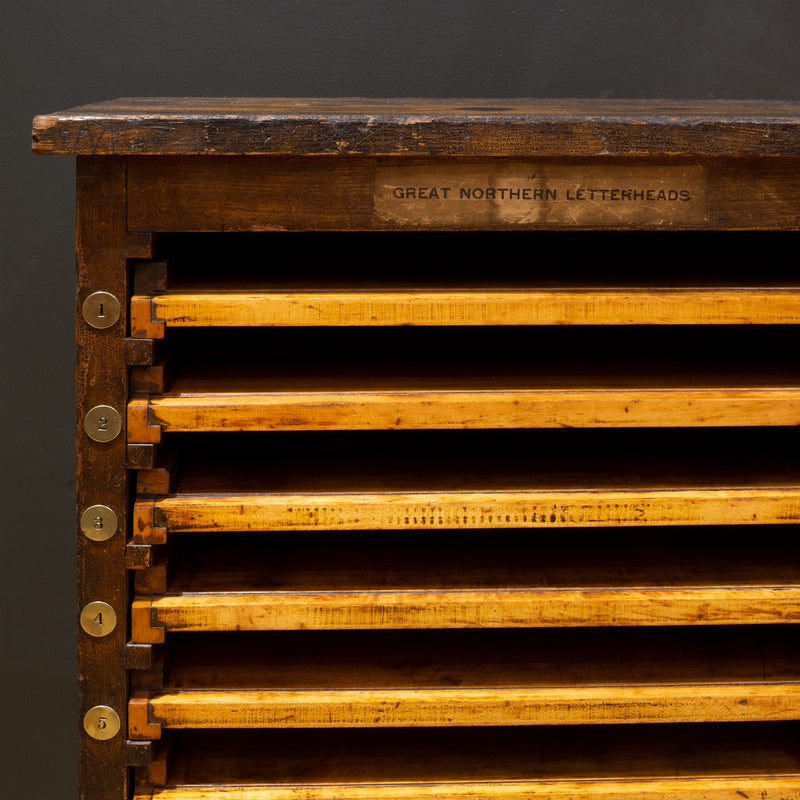 Antique Oak and Chestnut Typesetter's 16 Drawer Letterhead Cabinet c.1880-1920