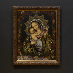 Madonna & Child, Peru, Oil on Canvas Painting