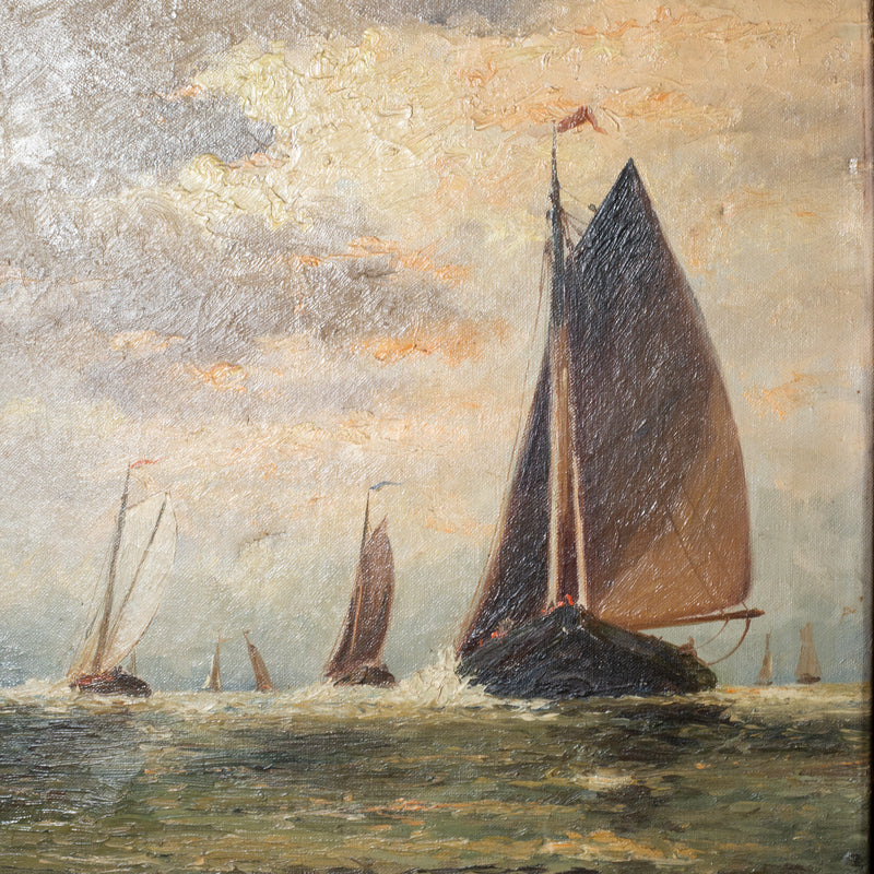 Late 19th c./Early 20th c. Acrylic Nautical Painting Attributed to Martin Monnickendam