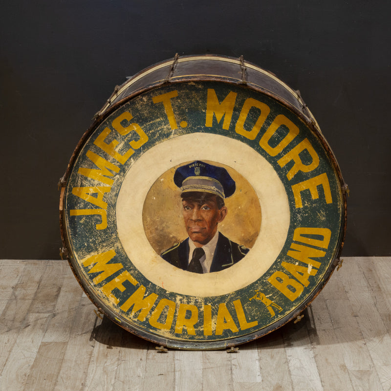 James T. Moore Memorial Band Hand Painted Parade Drum c.1940