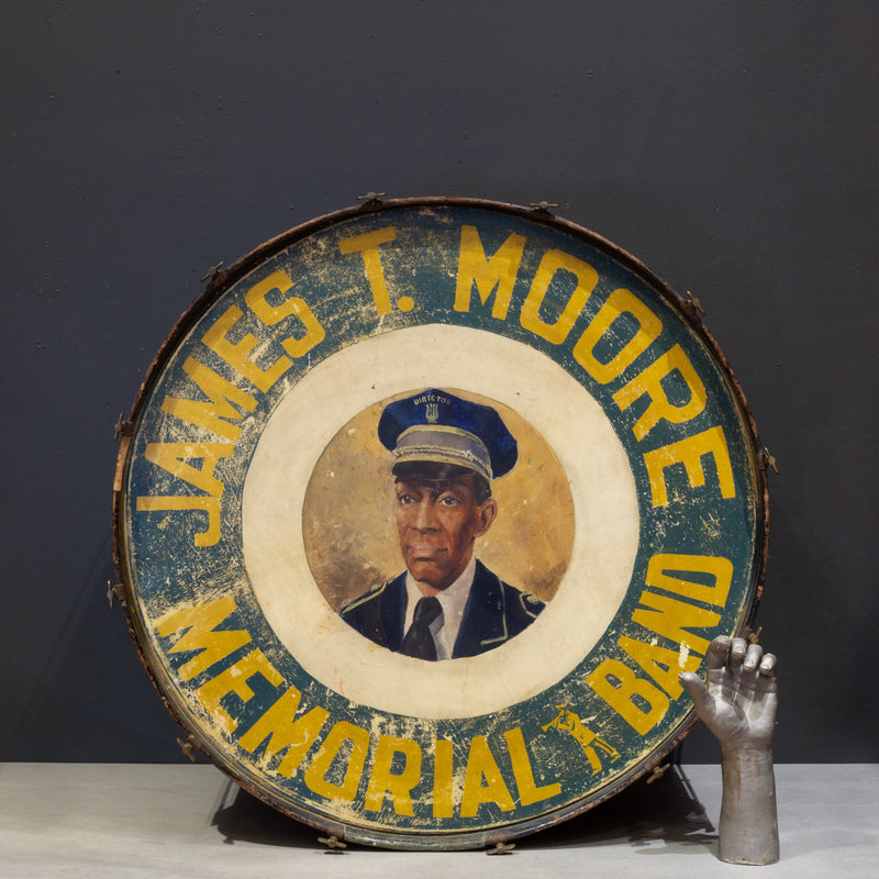 James T. Moore Memorial Band Hand Painted Parade Drum c.1940