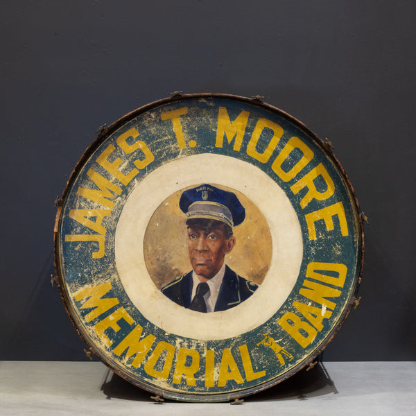 James T. Moore Memorial Band Hand Painted Parade Drum c.1940