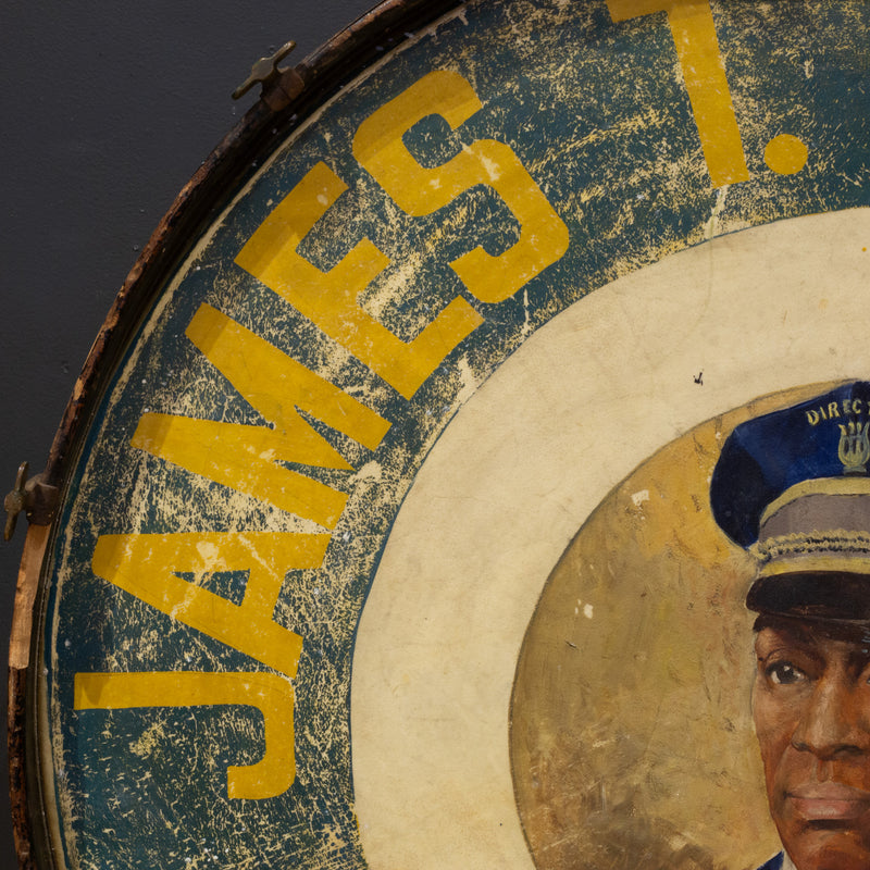 James T. Moore Memorial Band Hand Painted Parade Drum c.1940