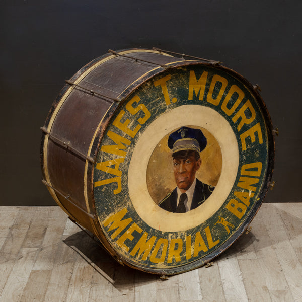 James T. Moore Memorial Band Hand Painted Parade Drum c.1940