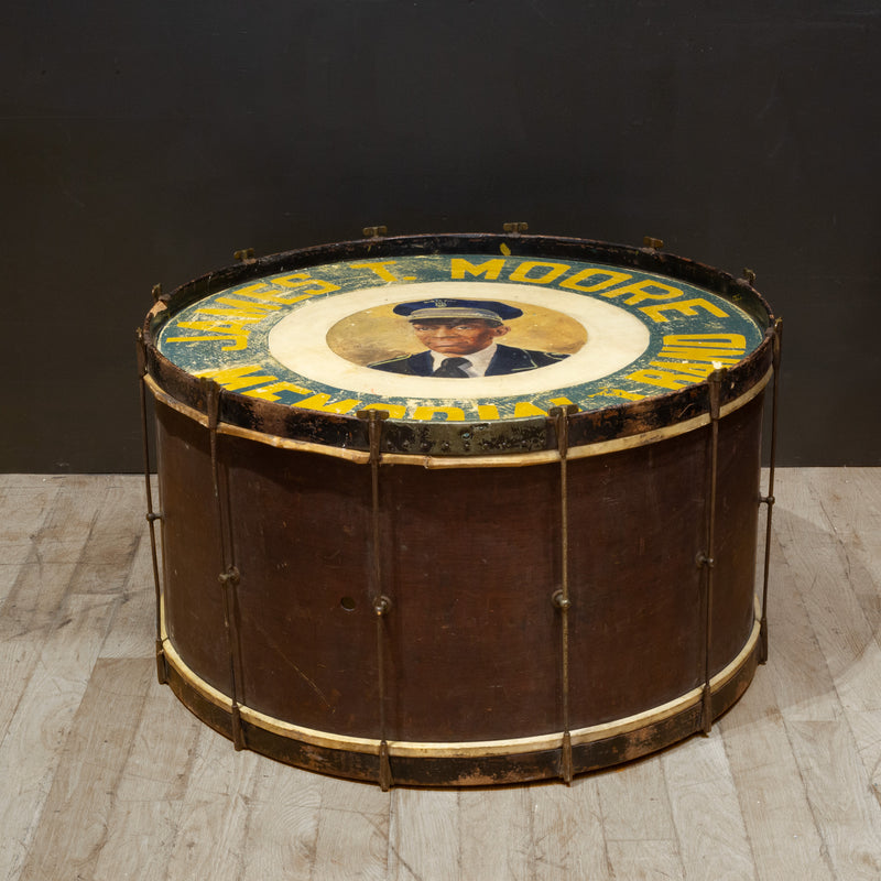 James T. Moore Memorial Band Hand Painted Parade Drum c.1940