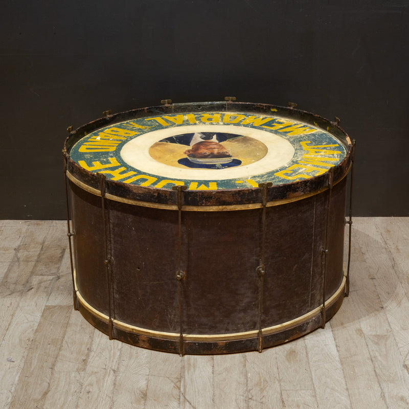 James T. Moore Memorial Band Hand Painted Parade Drum c.1940