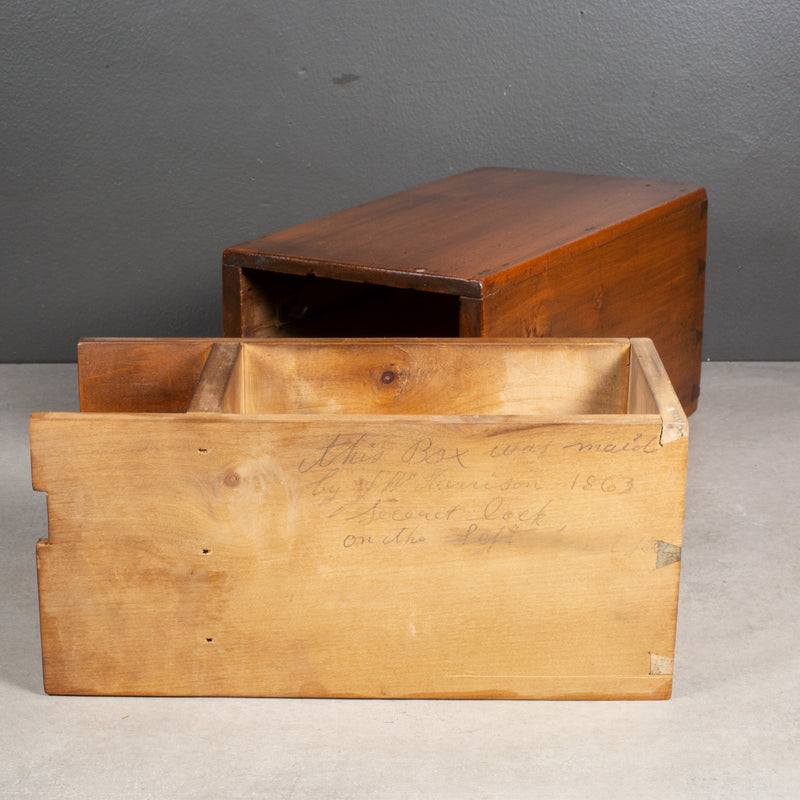Signed Mid-19th c. Wooden Lock Box c.1863