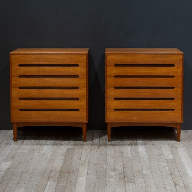 Mid-century E.W. Bach Tall Teak Dressers with Sculpted Handles c.1950-Price per piece
