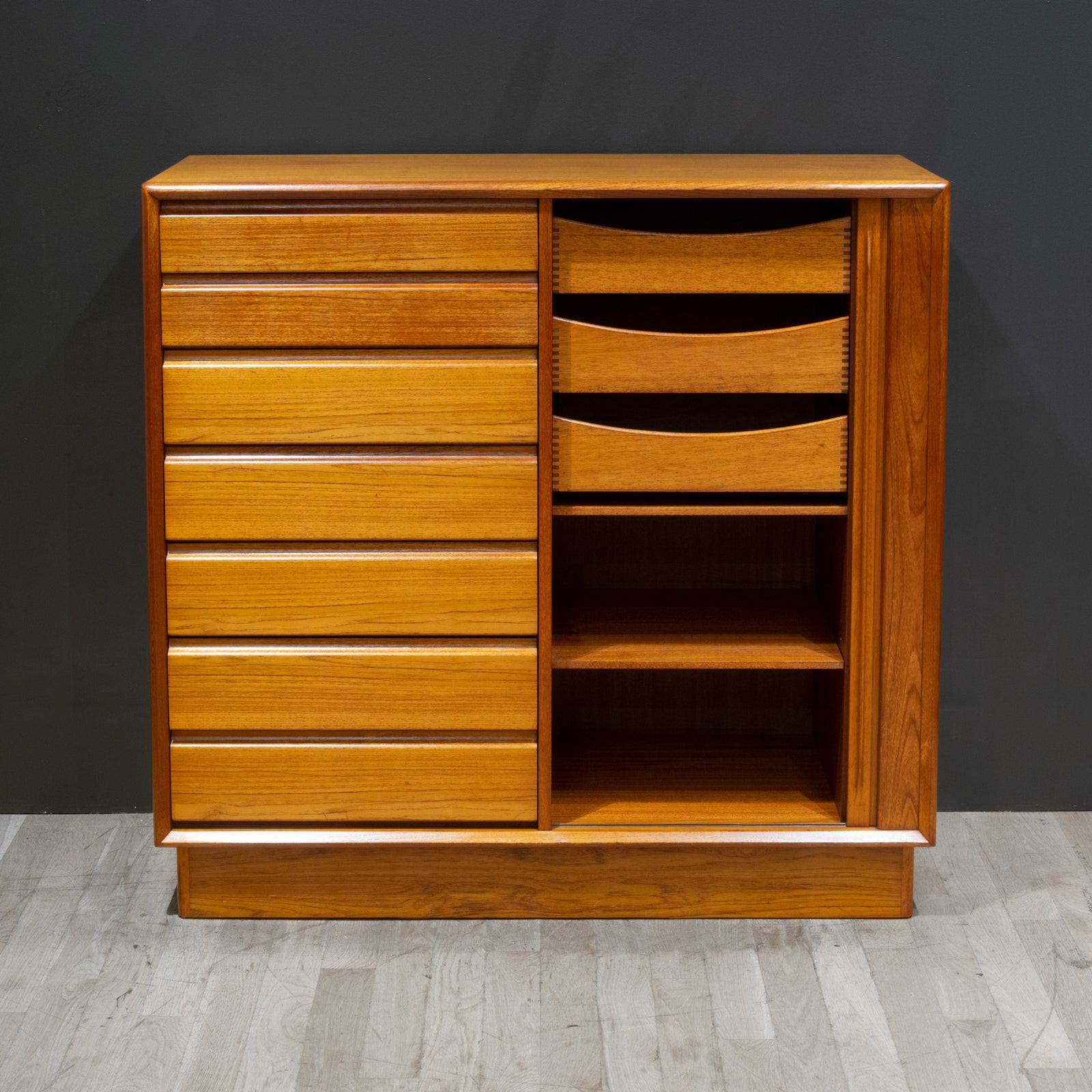 Mid-century Teak Gentlemen's Dresser with Tambour Door by Berhard