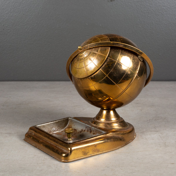 Mid-century Brass Globe Cigarette Holder and Ashtray/Coin Dish c.1960