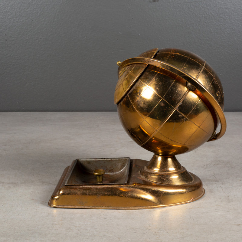 Mid-century Brass Globe Cigarette Holder and Ashtray/Coin Dish c.1960