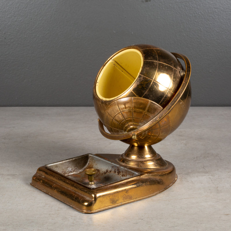 Mid-century Brass Globe Cigarette Holder and Ashtray/Coin Dish c.1960