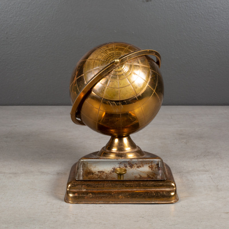 Mid-century Brass Globe Cigarette Holder and Ashtray/Coin Dish c.1960