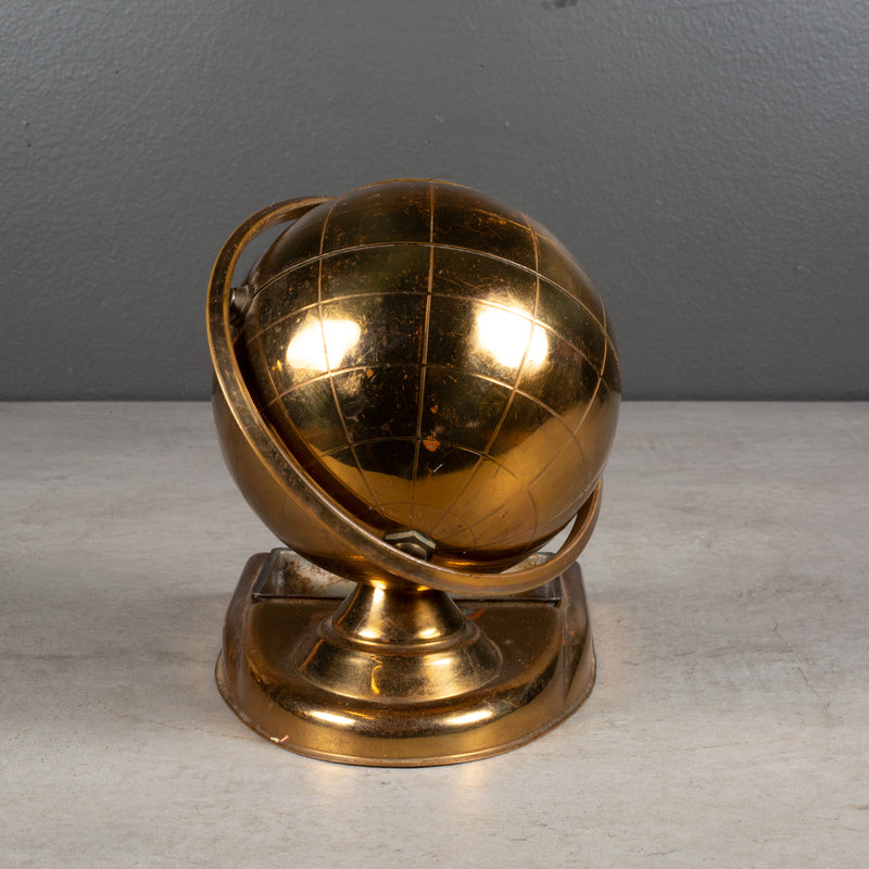 Mid-century Brass Globe Cigarette Holder and Ashtray/Coin Dish c.1960