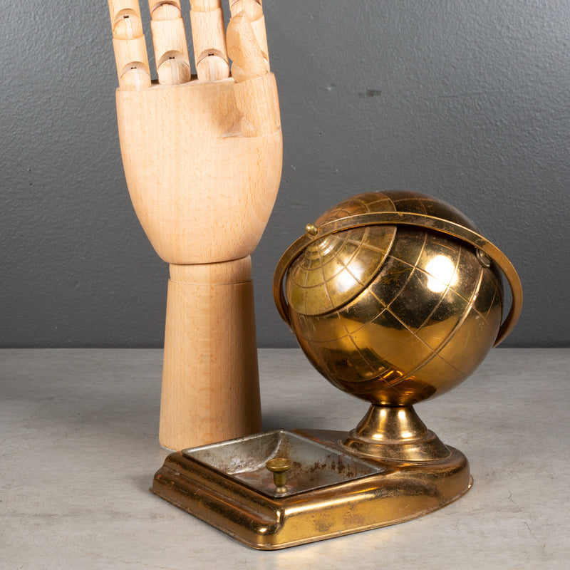 Mid-century Brass Globe Cigarette Holder and Ashtray/Coin Dish c.1960