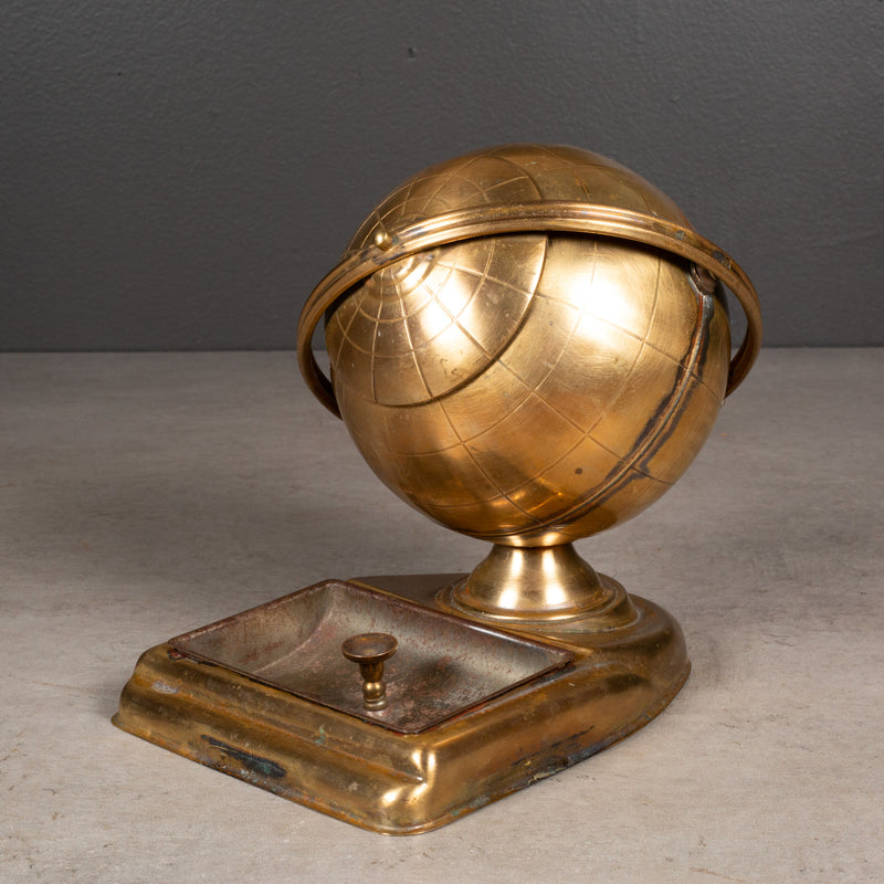 vintage ashtray with cigarette holder Mid-century Brass Globe Cigarette Holder and Ashtray/Coin Dish c.1960