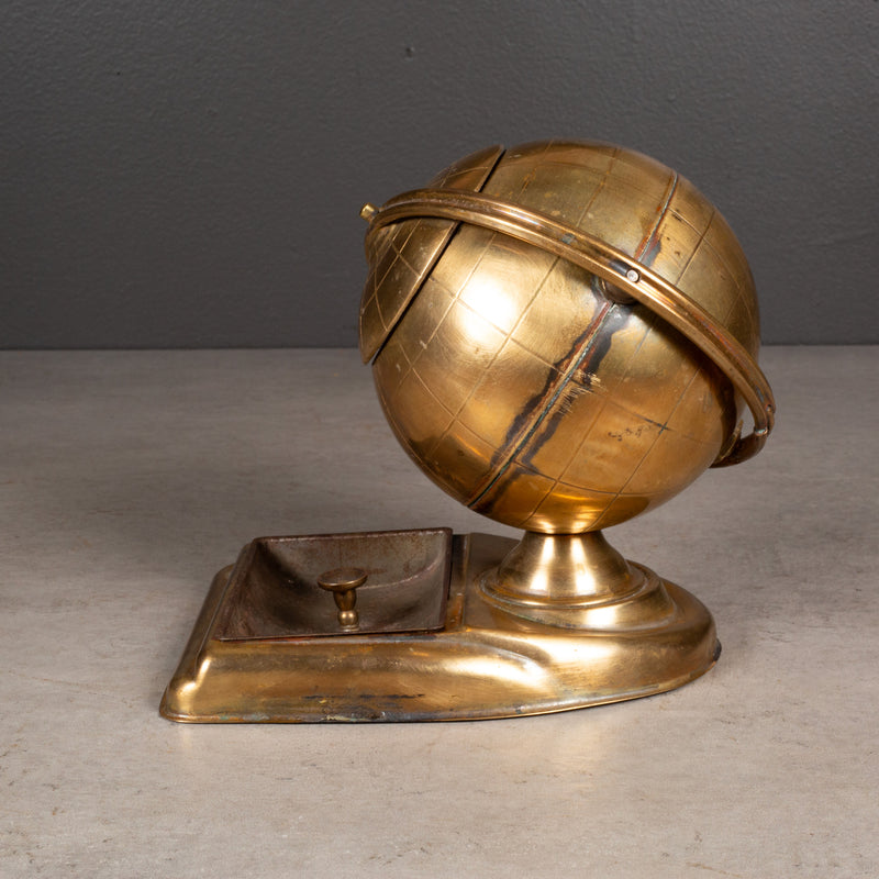 Mid-century Brass Globe Cigarette Holder and Ashtray/Coin Dish c.1960