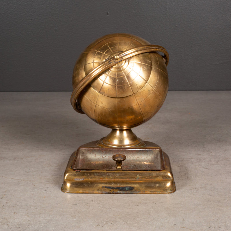 Mid-century Brass Globe Cigarette Holder and Ashtray/Coin Dish c.1960