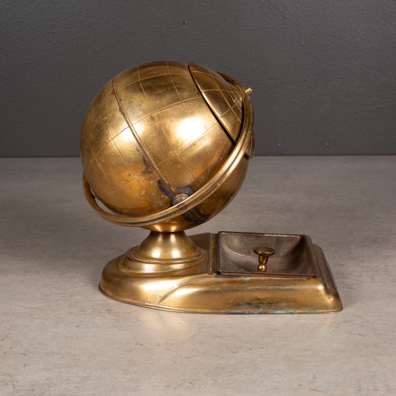 Mid-century Brass Globe Cigarette Holder and Ashtray/Coin Dish c.1960