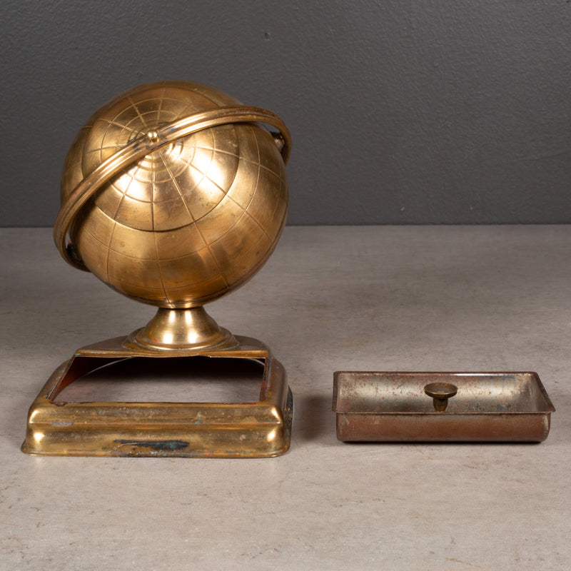 Mid-century Brass Globe Cigarette Holder and Ashtray/Coin Dish c.1960