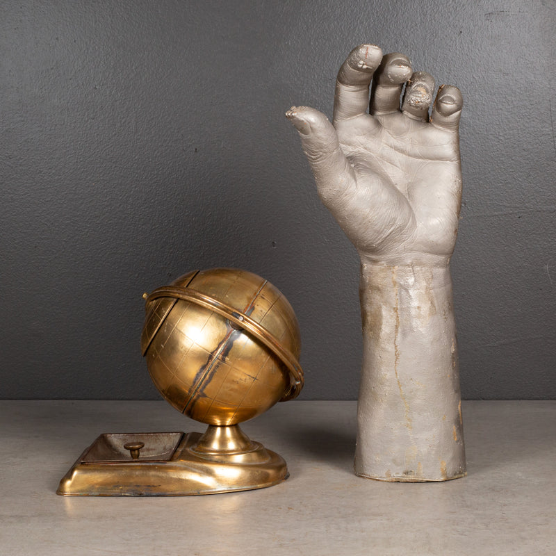 Mid-century Brass Globe Cigarette Holder and Ashtray/Coin Dish c.1960