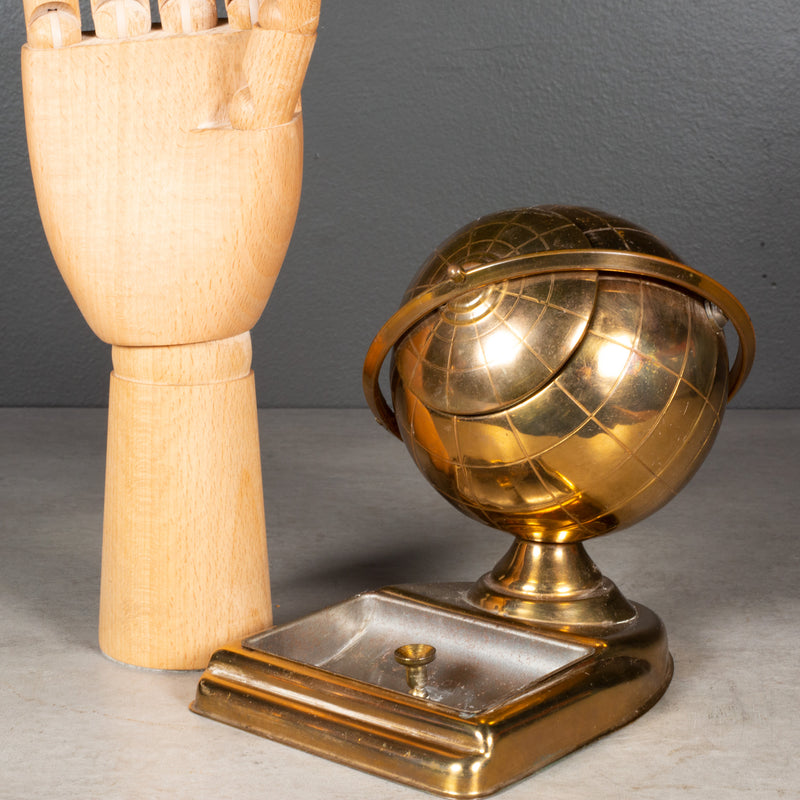 Mid-century Brass Globe Cigarette Holder and Ashtray/Coin Dish c.1960