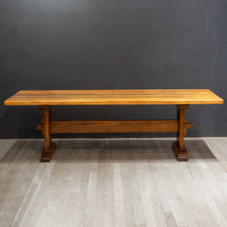 Hand Crafted Solid Douglas Fir Trestle Dining Table c.1972