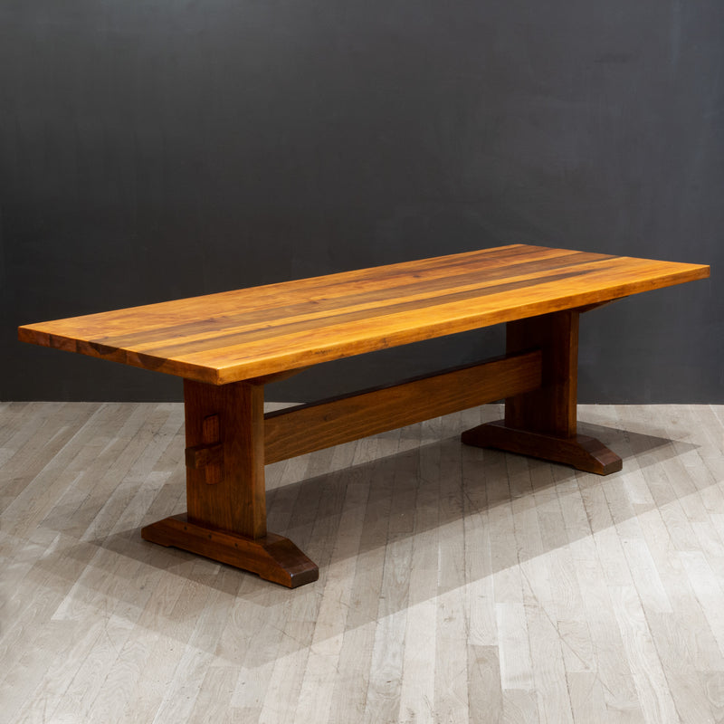 Hand Crafted Solid Douglas Fir Trestle Dining Table c.1972